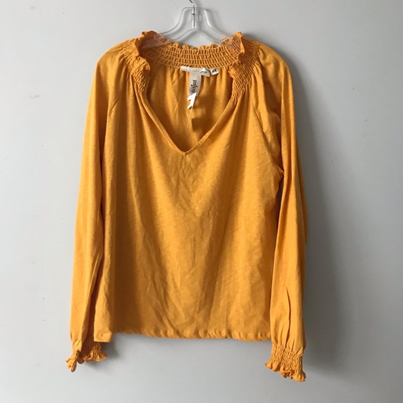 H&M Tops - H&M | Yellow Gathered Neck Poet Sleeve Blouse